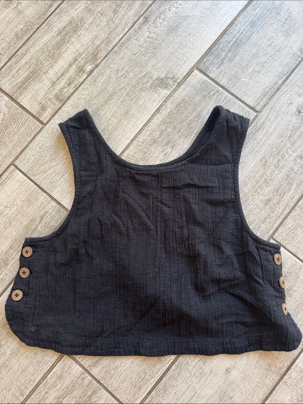 Rip Curl Black linen gauze Wide-Leg Crop Top Set - Picture 2 of 6